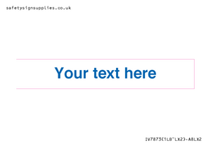 Custom blank information sign. Blue text, plain background